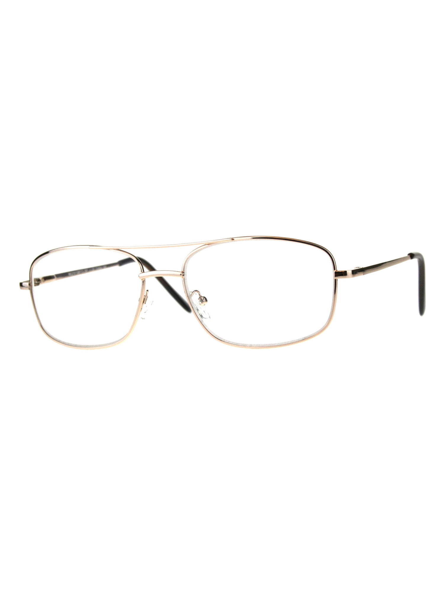 Mens Metal Rim Classic Rectangular Bifocal Reading Eye Glasses Gold 1.0 ...