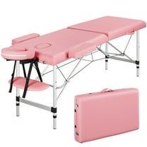 Alden Design 3 Section Adjustable and Foldable Aluminum Massage Table, 213" x 84", Pink