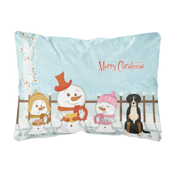 Carolines Treasures BB2368PW1216 Merry Christmas Carolers Greater Swiss Mountain Dog Canvas Fabric Decorative Pillow,
