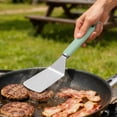 thumbnail image 4 of Cook with Color 12.6" Stainless Steel Griddle Turner, Flat Top Spatula with Silicone Grip, Sage, 4 of 5