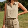 thumbnail image 6 of TaTaai Womens Work Tops Sleeveless Slim Fit Shirt Collar Solid Button Front Vest for Office Casual Gift, 6 of 6