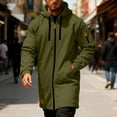 thumbnail image 2 of CharmCyan Men Longline Hooded Jacket Full Zip Front Casual Outerwear with Sleeve Pocket and Adjustable Drawstring Hood Army Green L, 2 of 2
