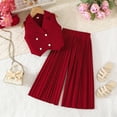 thumbnail image 4 of hengsof Girl's 2 Piece Outfits Elegant Striped Sleeveless Suit Vest Long Elastic Casual Pants Set, 4 of 8