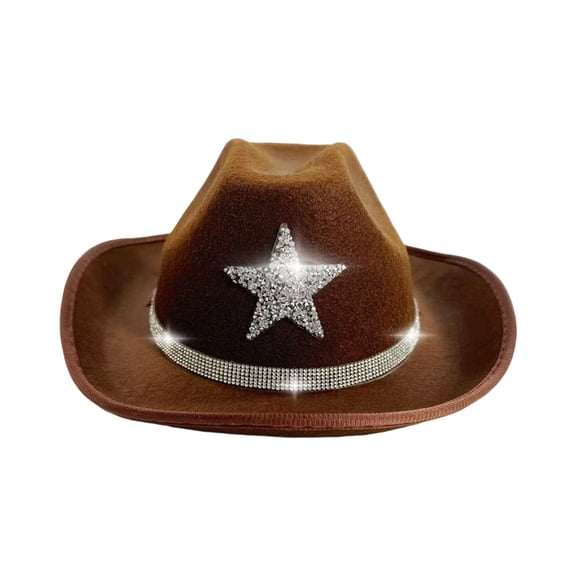 lanema Children Cowboy Hats Shining Star Rhinestones Decors Fedoras Hat For Western Theme Kids Cowboy Hats Rhinestones Decors Soft Comfortable Fedoras