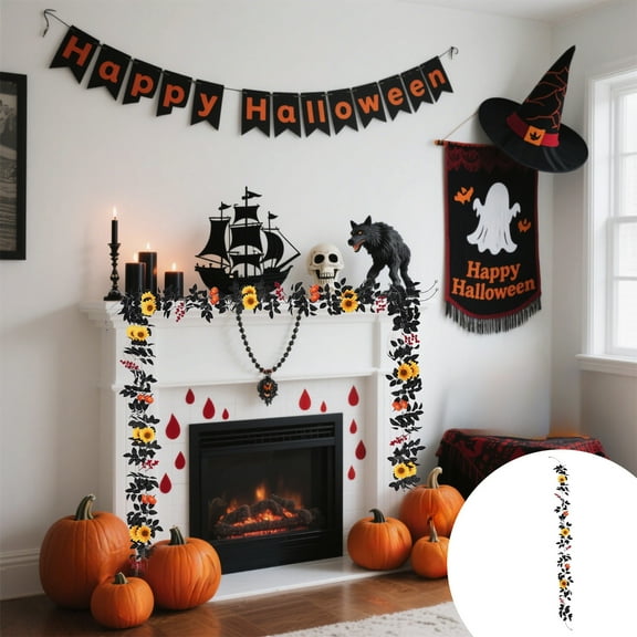 Tyidzon Fall Decor Garland Artificial Plant Flower Garland 5.74Ft Fall Maple Leaf Hanging Vine Garland Thanksgiving Decor for Home Wedding Fireplace Party Christmas