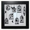 thumbnail image 1 of Illustration Birds Cage Outline Black Square Frame Picture Wall Tabletop, 1 of 3