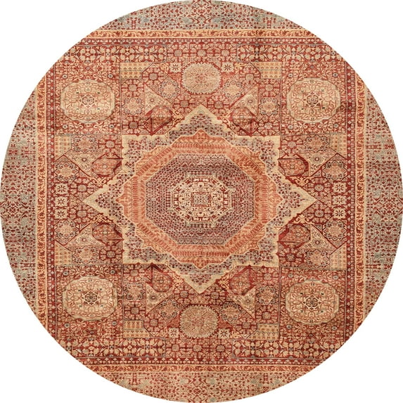 Ahgly Company Indoor Round Abstract Red Abstract Area Rugs, 6' Round
