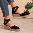 thumbnail image 3 of Dakaela Women's Closed Toe Wedge Sandals Comfortable Platform Espadrille Heels Pumps Ankle Strappy Summer Casual Dressy Shoes Size 6-10 Black, 3 of 8