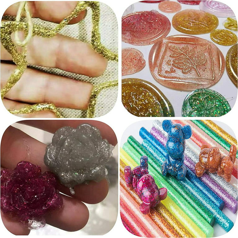 5pcs Set 10cm Colors Glitter Powder Glue Sticks Electric Hot Melt Gun Solid  Adhesive Used To Make Toys Jewelry Crafts Party Gift