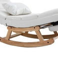 thumbnail image 6 of Accent Rocking Chair, PU Upholstered Rocker Recliner with Footrest and Headrest Pillow, Modern Living Room Chair with Wooden Base and Thicken Seat Cushion, White, 6 of 7