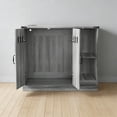 thumbnail image 3 of Cat Litter Box Cabinet with Power Outlet, Modern Litter Box Furniture for Large Automatic Litter Boxes, Hidden Litter Box Enclosure with Litter Catcher, Adjustable Storage Shelves, Gray, 3 of 11