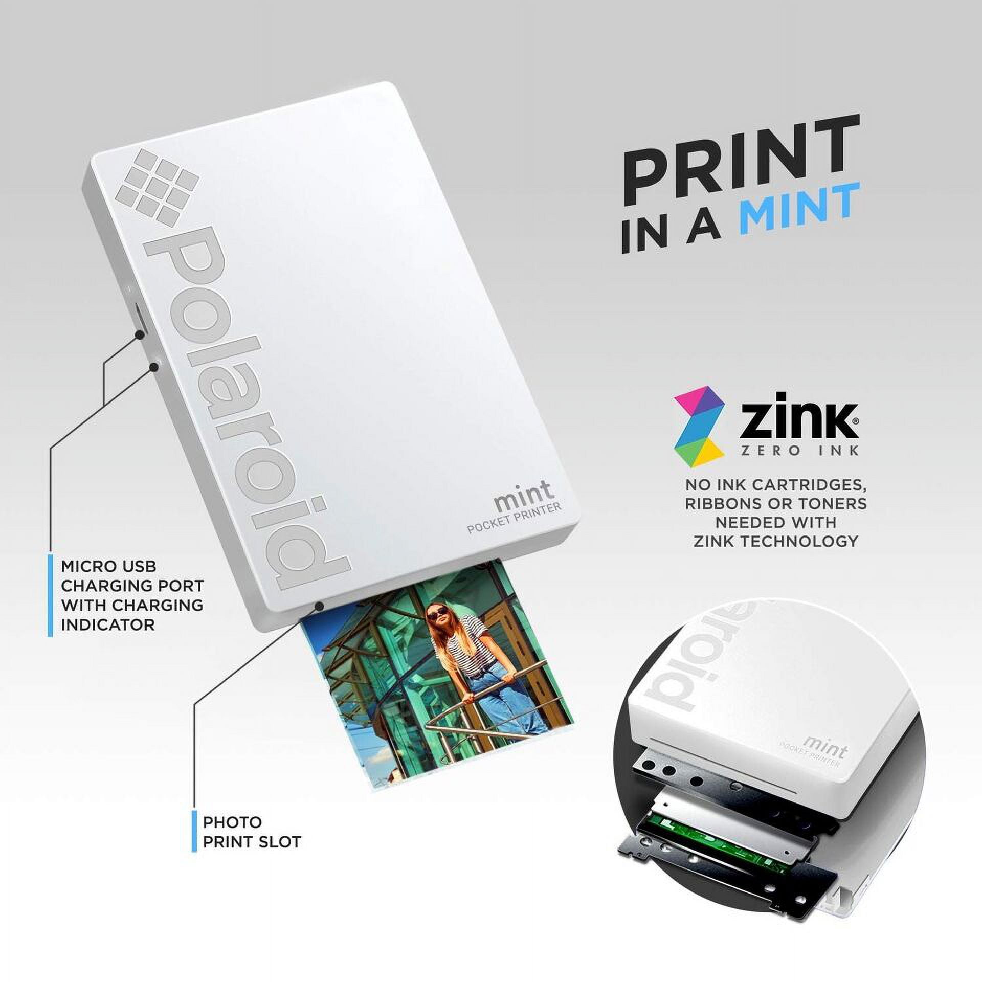 Buy the Mini Polaroid Printer Zink Zero Ink Mobile