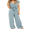 thumbnail image 1 of Combinaison d'Été pour Femmes Romper V Cou Pantalon Simple Décontracté à Manches Courtes, 1 of 6