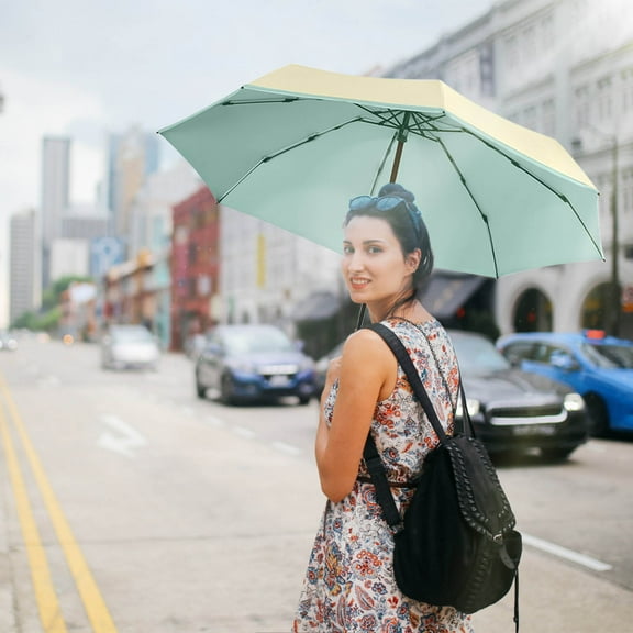 Tao Tao UPF 50 UV Protection Travel Reverse Umbrella Reflective Double Layer Cover 8 Ribs Reinforced Windproof Sun Blocking Foldable Compact for Hiking Backpacking B