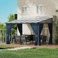 thumbnail image 3 of ASJMR 10x12FT Wall Mounted Gazebo with Polycarbonate Roof,Metal Frame Lean to Gazebo With Double Curtains for Garden Lawn Backyard Deck,Navy, 3 of 8