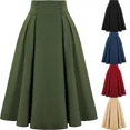 thumbnail image 2 of Falda medieval de otoño e invierno para mujer, falda vintage, informal, de corte A, con bolsillos, cintura alta elástica, falda gótica larga plisada, 2 of 5