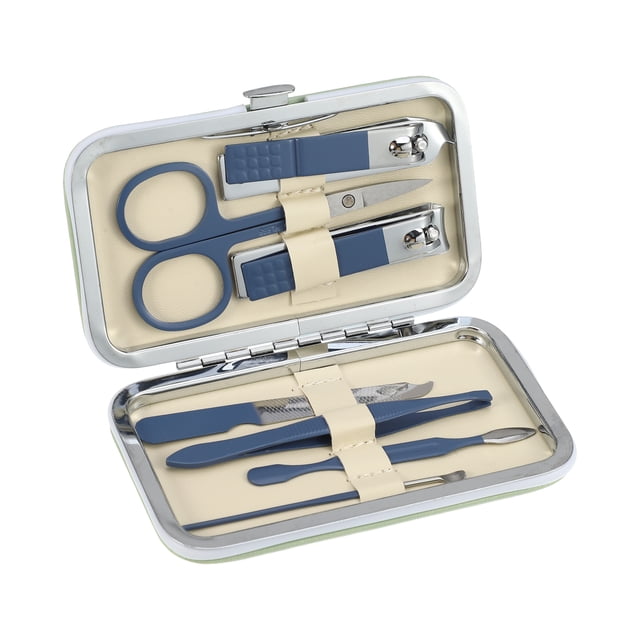 juego de cortaúñas de manicura Unique Bargains kit de manicura profesional acero inoxidable 7 EN 1 azul