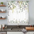 thumbnail image 4 of Eucalyptus Semi Sheer Curtains Drapes for Living Room, Bedroom, French Doors Window 45 Inches Long, Sage Green Botanical Weeping Leaf Rod Pocket Chiffon Curtain Drapery Voile Draperies Panel, 4 of 8
