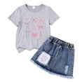 thumbnail image 1 of Wxirdiow Spring Outfits for Girls Toddler Baby Girl Summer Outfits Sleeveless Ribbed Tank Tops Ruffle Jean Skirt Set Cute Clothes K Size,3-4 Years, 1 of 3