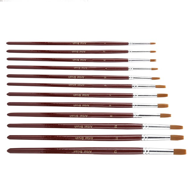 12 Unids/set Pincel De Pintura De Nailon Para Arte En El Cabello Adecuado Para Pintura Al óleo, Pintura Acrílica Y Más