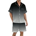 thumbnail image 1 of GPOECD Men's Sleepwear Plus Size Men's Gradient Multicolored Silk Satin Short Sleeve Button Up Home Wear Set Mens Pajama Set Grey,M, 1 of 4