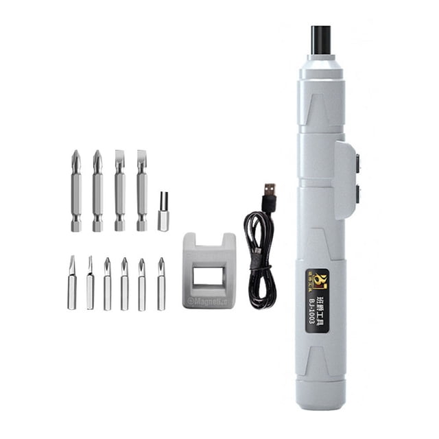 3.6V Rechargeable Mini Electric Screwdriver Kit 12pcs - Dual-Torque Modes, 250RPM High Speed with Rotation Protection, Manual/Automatic Modes, Includes 10 Drill Bits, USB Cable & Magnetizer -
