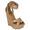 thumbnail image 1 of New Women Breckelles Vivi-24 Leathrette Open Toe Strappy Platform Wedge Sandal, 1 of 6
