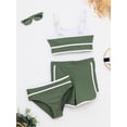 thumbnail image 4 of iEFiEL Kids Girls 3-Piece Swimsuit Tankini with Swim Bottoms Children Bikinis Set Bathing Suit Army Green 10-11, 4 of 5