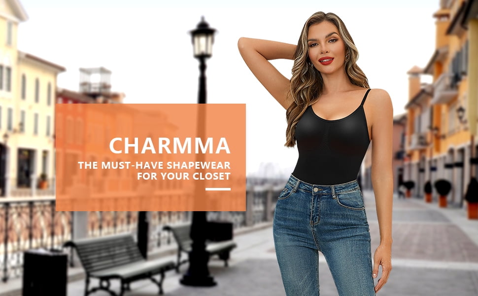 CHARMMA Seamless Rompers Bodysuit for Women - Tummy Control Shorts