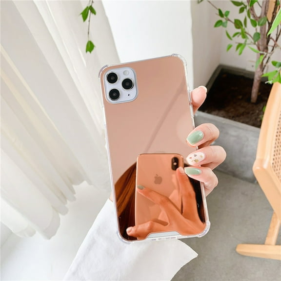 Colored Mirror Plating Apple iPhone 8 Plus Case (Rose Gold) Soft TPU Shockproof and Scratch Resistant Clear Bumper Protection Cover