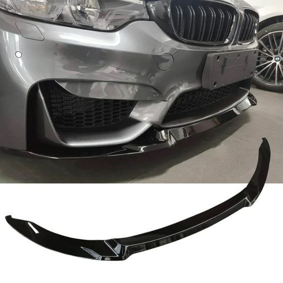 NINTE Front Bumper Lip for BMW 2015-18 M3 F80 /15-20 M4 F82 F83 CS Style Gloss Black