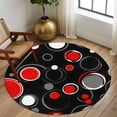 thumbnail image 2 of Round Rugs 5Ft, Abstract Black Round Area Rug Washable Indoor Throw Carpet, Modern Geometric Red Grey White Circle Soft Non Slip Circle Rug for Cabinet Bathroom Home Decor Aesthetic, 2 of 8