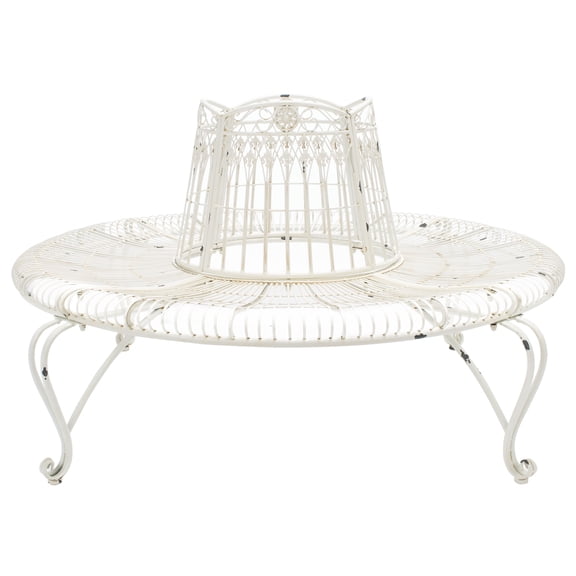 SAFAVIEH Ally Darling Outdoor Patio Wrought Iron Tree Bench, Antique White
