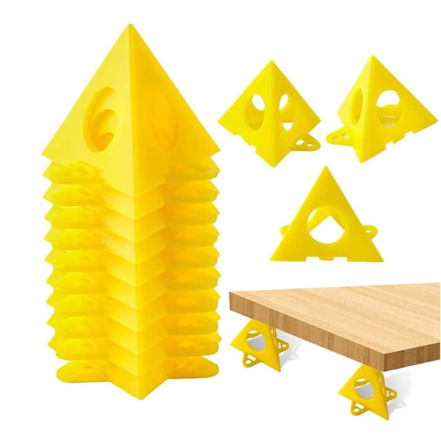 Soportes de pirámide de 20 piezas, soportes triangulares de pintura, elevadores de puertas de gabinete, elevadores de puerta de lona de cono amarillo, soportes de pintura