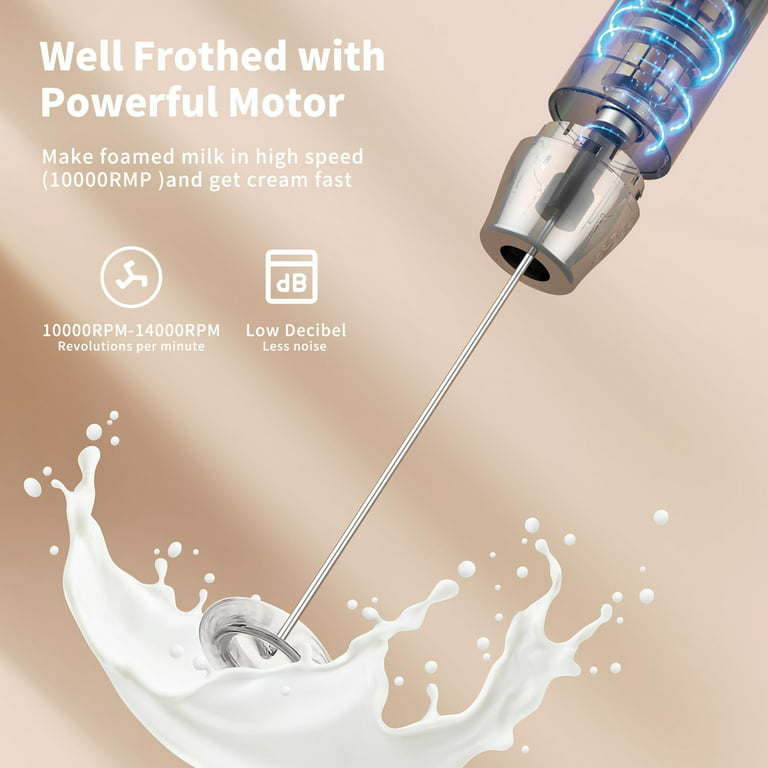 Electric Milk Frother Handheld, Maestri House USB Rechargeable Milk Foam  Maker with 1 Whisks, IPX7 Waterproof, Black 