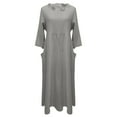 thumbnail image 4 of USSUMA Beach Dresses for Women Casual Summer, Women's Linen Cotton Long Tunic Dresses Summer Half Sleeve Plain Shift Dress Casual Long Maxi Dress with Pockets, 4 of 5