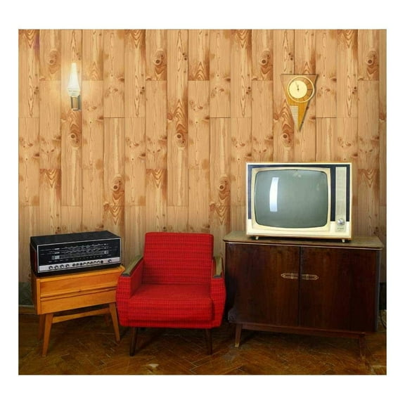wall26 - Vertical Light Brown Wood Textured Paneling Pattern - Wall Mural, Removable Wallpaper, Home Decor - 66x96 inches