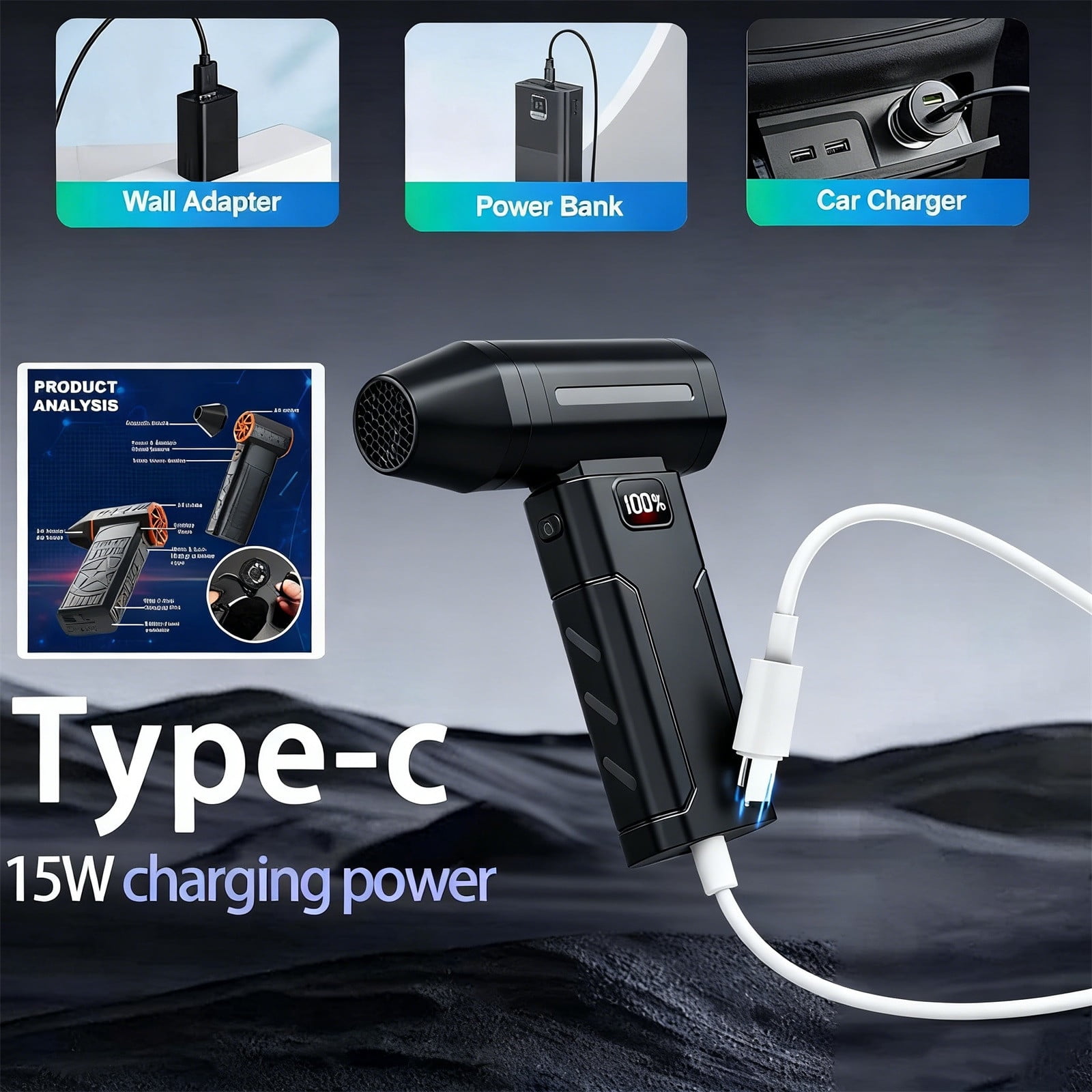 Air Duster 100000RPM Adjustable Mini Blower High Torque Motor for Deep Cleaning Fast Charging for Home Car and Office Dusting