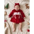 thumbnail image 5 of Loicainy Infant Baby Girls Christmas Romper 3 6 12 18 24 Months Long Sleeve Embroidery Santa Bodysuit Headband, 5 of 8