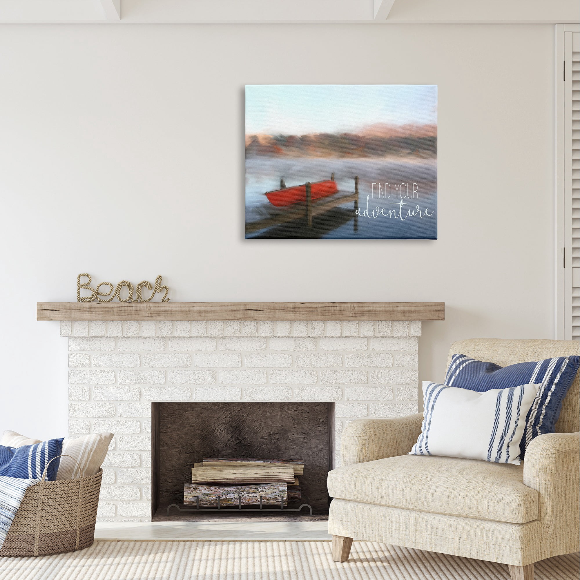 Stupell Industries Find Your Adventure Dock Abstract Painting Gallery Wrapped Canvas Art Print Wall Art, 40 x 30