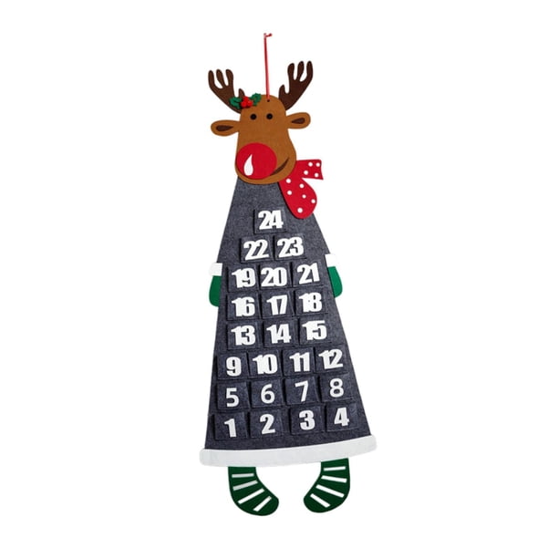 Calendario de adviento para colgar en la pared o en la puerta, decoración navideña, 24 días para aulas, chimeneas, vacaciones y oficinas Alce gris