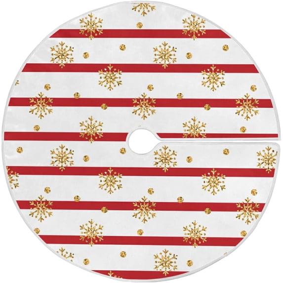FMSHPON Christmas Gold Snowflake Xmas Christmas Tree Skirt Stand Mat for Holiday Party Decoration Indoor Outdoor 36 inches
