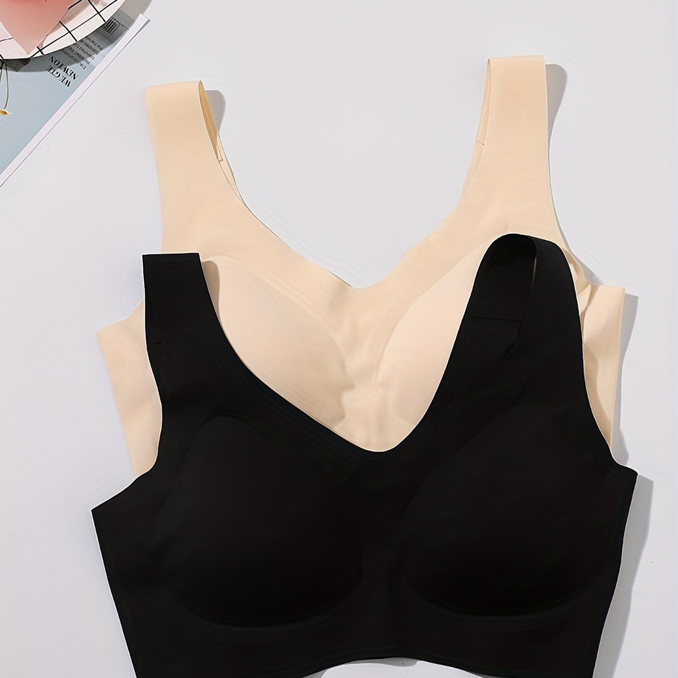Ionia 2pcs Sujetadores Inalambricos Solidos Sin Costuras Sujetador Intimo Comodo Y Suave Lenceria Y Ropa Interior De Mujer Other Xl