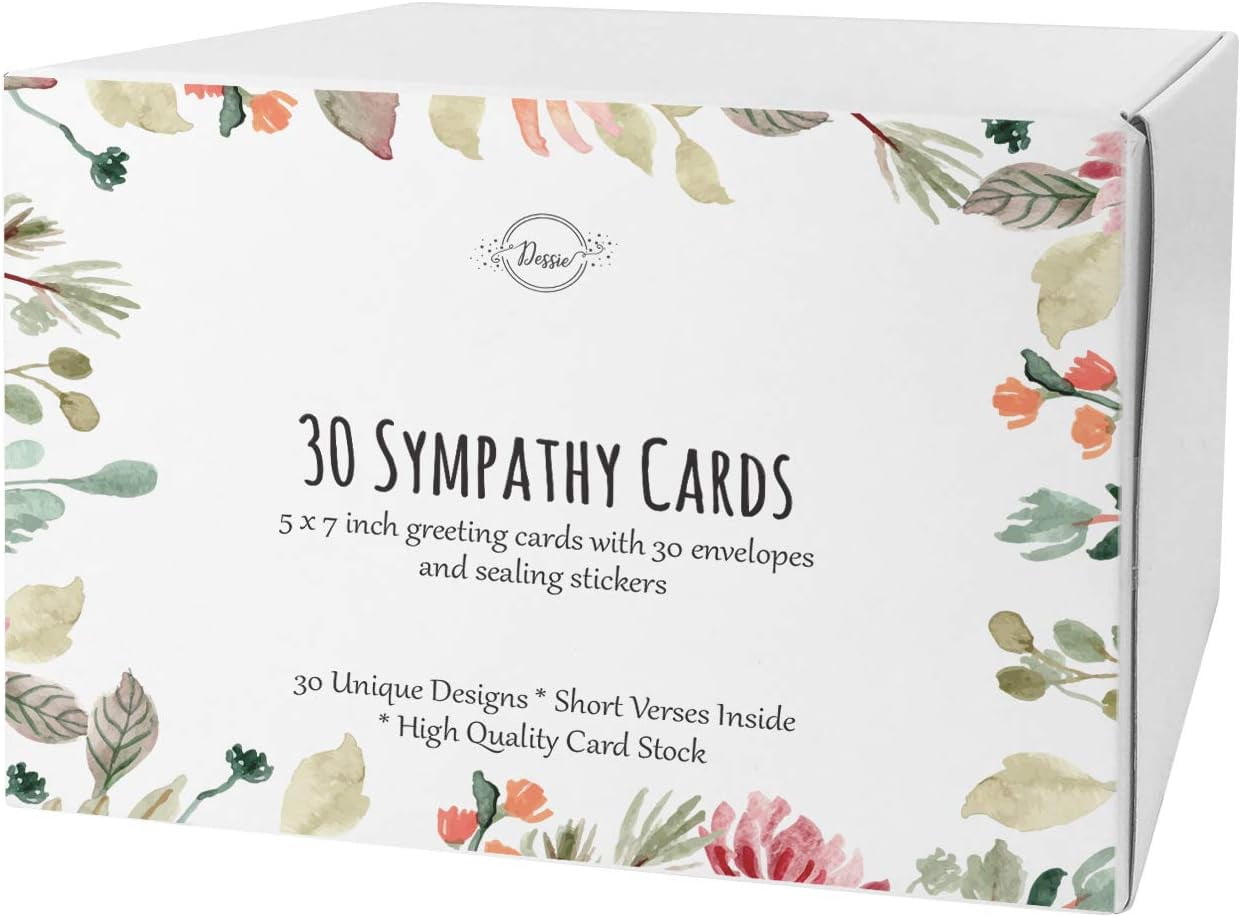 Dessie 30 Sympathy Cards with Unique Designs and Condolence Messages Inside, 4” x 6”