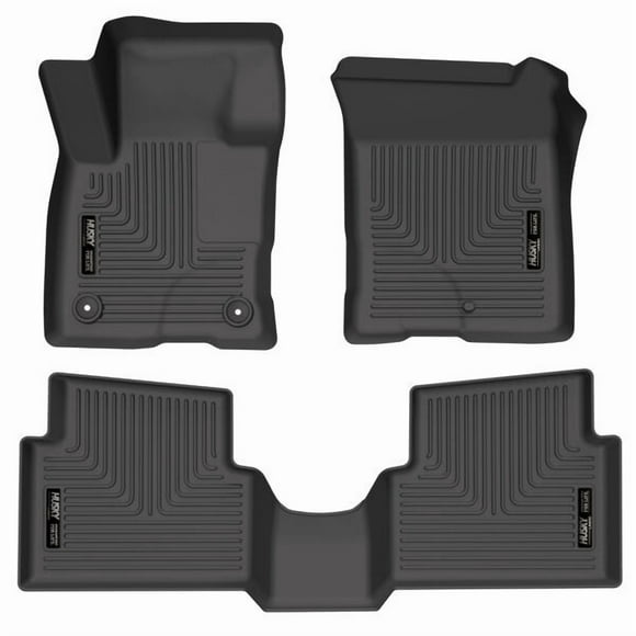 Fits 2022-2023 Ford Maverick Husky Liner Floor Liner 95051 WeatherBeater; Molded Fit; Raised Ridge; Black; TPO Thermoplastic Olefin; 3 Piece
