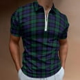 thumbnail image 2 of Blackwatch Tartan Modern Cute Blue And Green Plaid Men Zipper T-shirt Summer Casual Short Sleeve T-shirt Top, 2 of 7