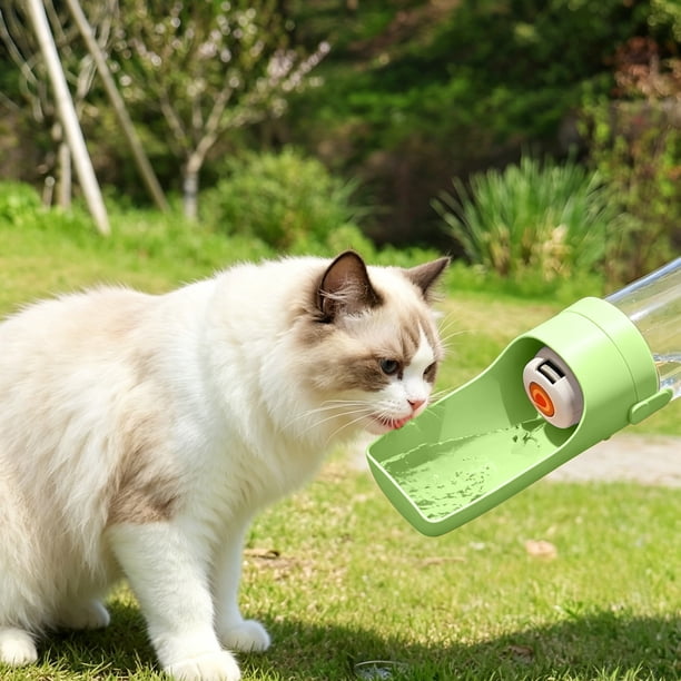 Vaso de agua portátil para mascotas para exteriores: botella de viaje plegable para perros con bandeja para beber que evita que se moje la boca, ideal para paseos, excursiones y viajes en coche.