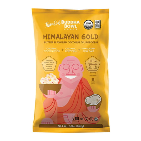 Lesser Evil, Buddha Bowl, Organic Popcorn, Himalayan, 5-Ounce Bag (Pack of (Best Low Fat Popcorn)