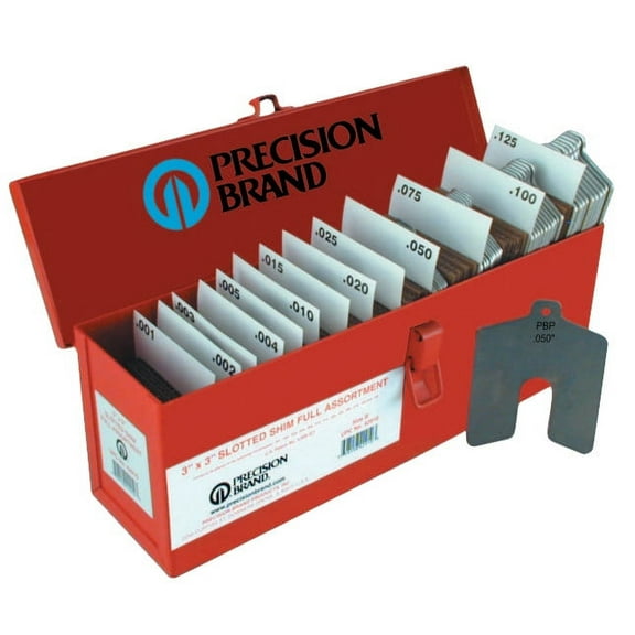 Precision Brand 42910 Stainless Steel Slotted Shim Full Assortment - Size B - 3 x 3 in., 260 Per Pack