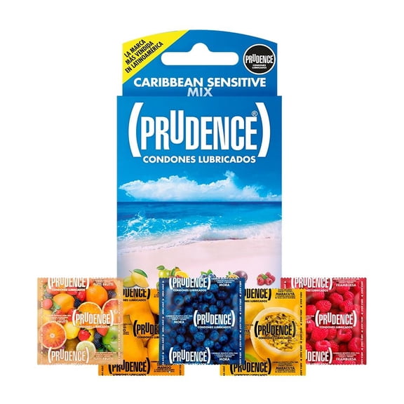 Condones Prudence Caribbean Sensitive Mix lubricados 3 piezas